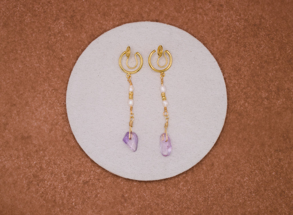Ametrine Papillon Clip-On Earrings