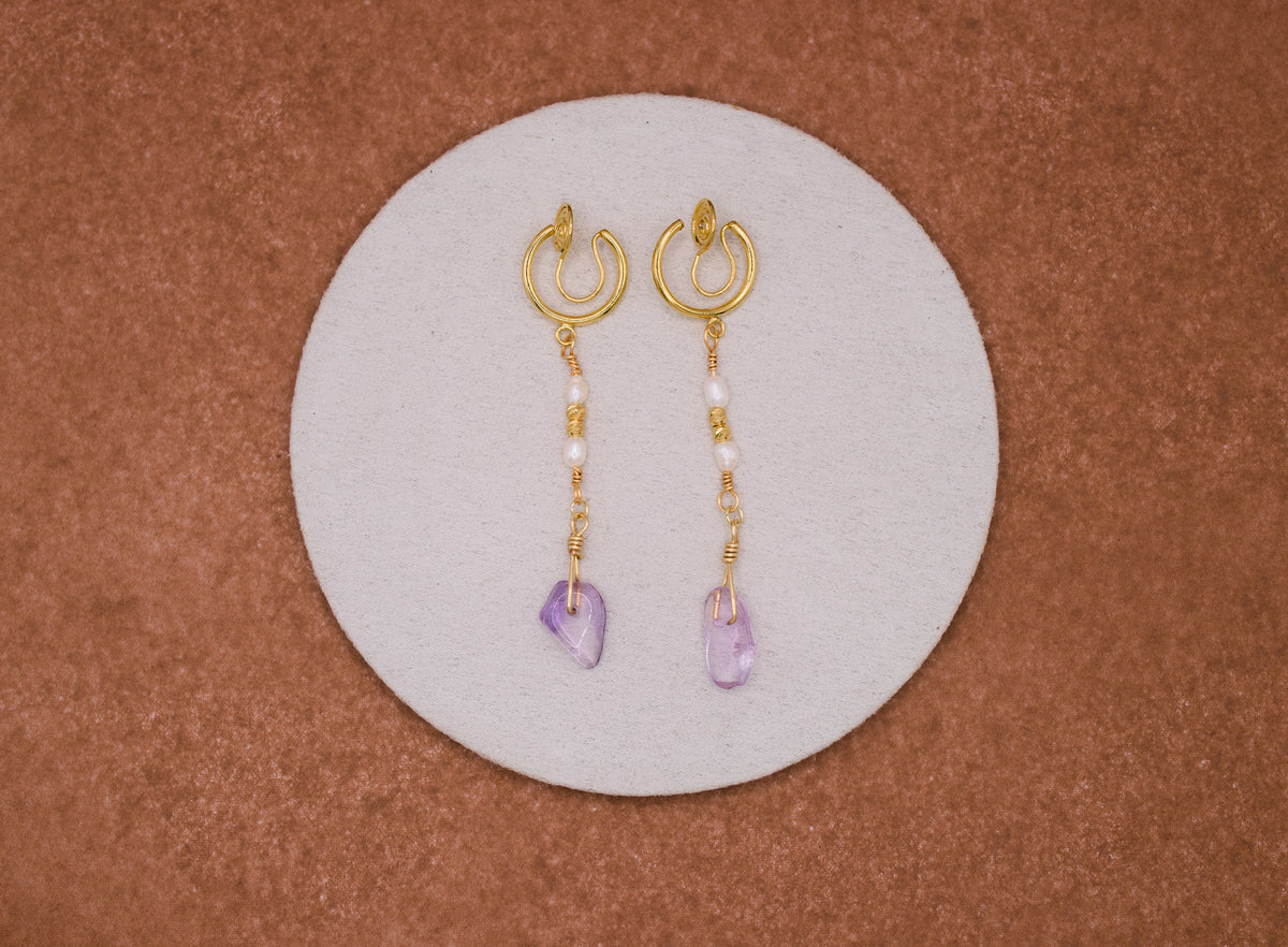 Ametrine Papillon Clip-On Earrings